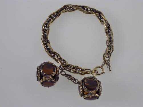 Trifari Lariat style vintage charm bracelet, 1960`s American